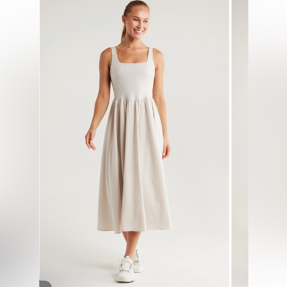 Zella Elegant Cream Midi Dress
